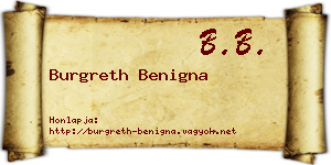 Burgreth Benigna névjegykártya